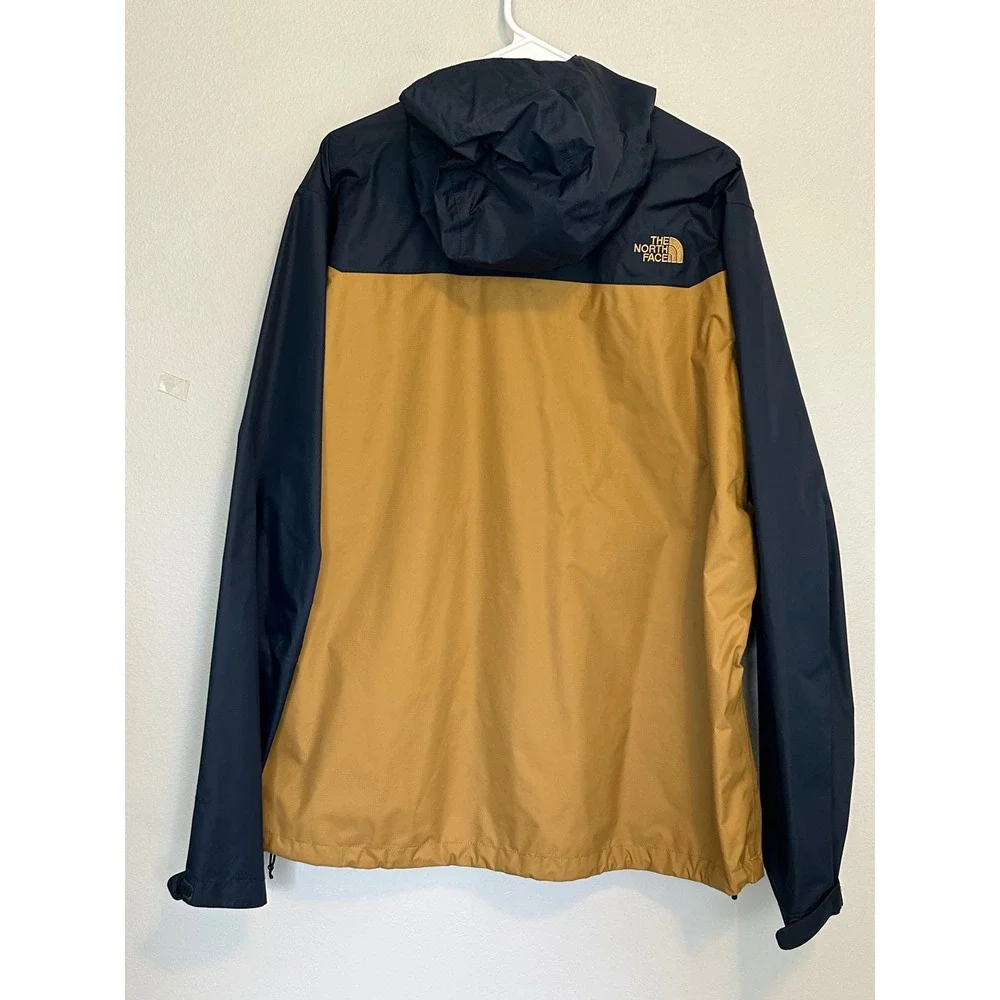 The North Face Mens venture Rain Jacket Blue Mustard Yellow Colorblock Hooded XL